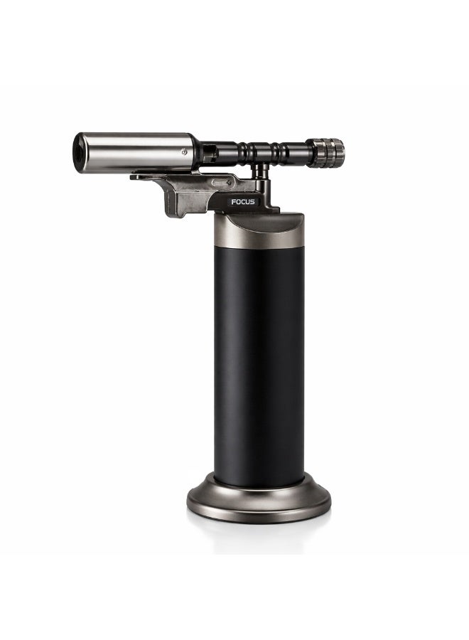 FOCUS Kitchen Butane Torch Lighter – Refillable Jet Flame, Windproof & Powerful, Perfect for Cooking, Creme Brulee, BBQ, Soldering, and Other Multi-Purpose Tasks - (Without Butane Gas)-Black - Image 1
