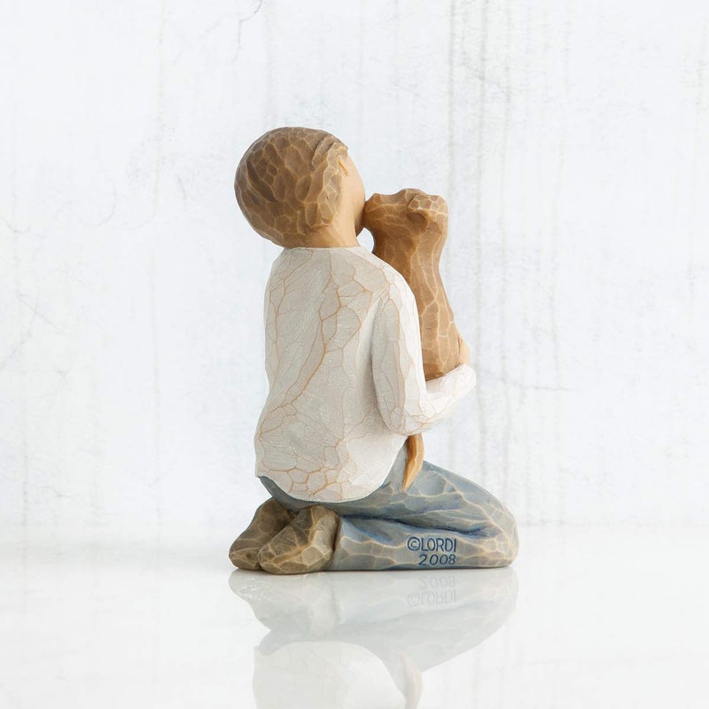 Willow Tree Kindness (boy), Above All, Kindness, Boy in Blue Jeans Holding Dog, Works Well in Groupings That Reflect Family Relationships, Pet Owners, Animal Lovers, Sculpted Hand-Painted Figure - Image 3