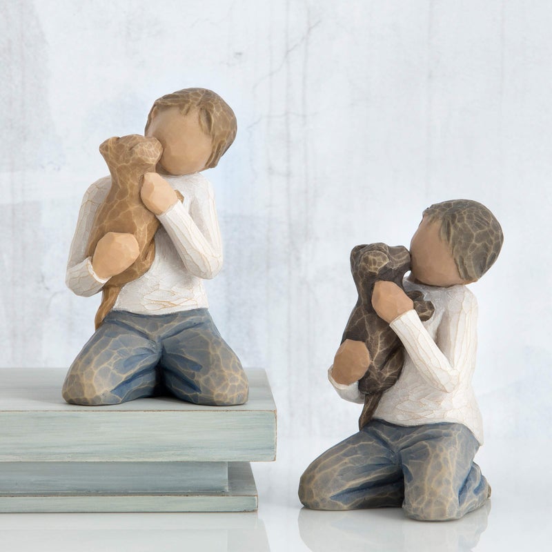 Willow Tree Kindness (boy), Above All, Kindness, Boy in Blue Jeans Holding Dog, Works Well in Groupings That Reflect Family Relationships, Pet Owners, Animal Lovers, Sculpted Hand-Painted Figure - Image 5