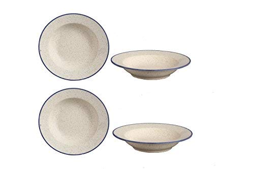 Caffeine Ceramic Handmade Stoneware Marble Matte Style Soup PlatePasta PlateMaggie PlateMacaroni Plate 9 inches Set of 4 Dishwasher Microwave Safe - Image 1