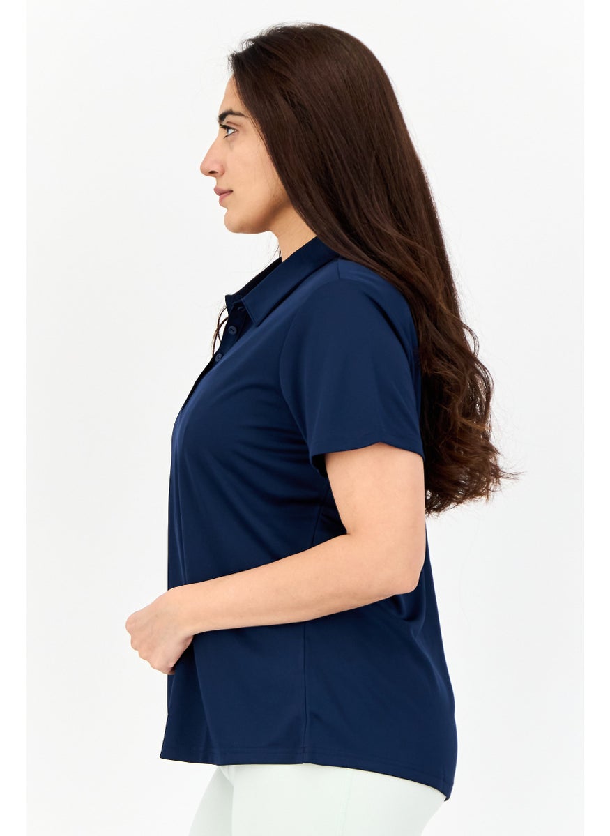 Adidas - Women Sportswear Fit Shorts Sleeves Golf Polo Shirt, Navy - Image 1