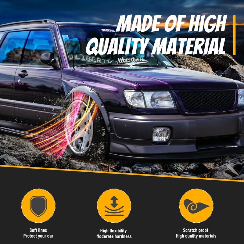 Plobeda 4PCS Universal Fender Flares Wide Body Kit - 780mm Polyurethane Black - Image 3