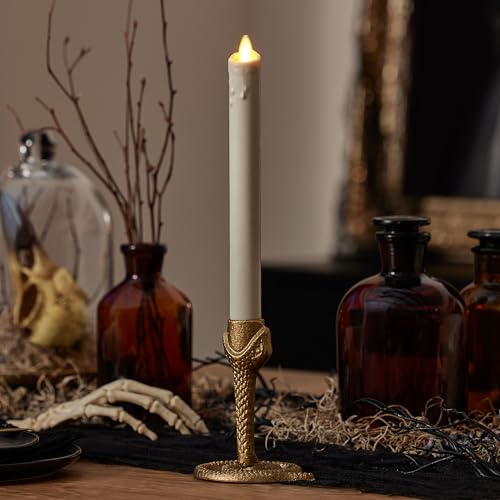 Luminara White Single Wax Drip Flameless Candle Tapers 1 x 95 inch Moving Flame LED Candle Unscented Real Wax with Dripped Top Timer Function Table Mantel Holiday Decoration - Image 3