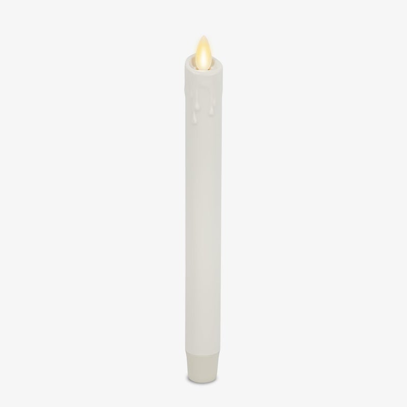 Luminara White Single Wax Drip Flameless Candle Tapers 1 x 95 inch Moving Flame LED Candle Unscented Real Wax with Dripped Top Timer Function Table Mantel Holiday Decoration - Image 2