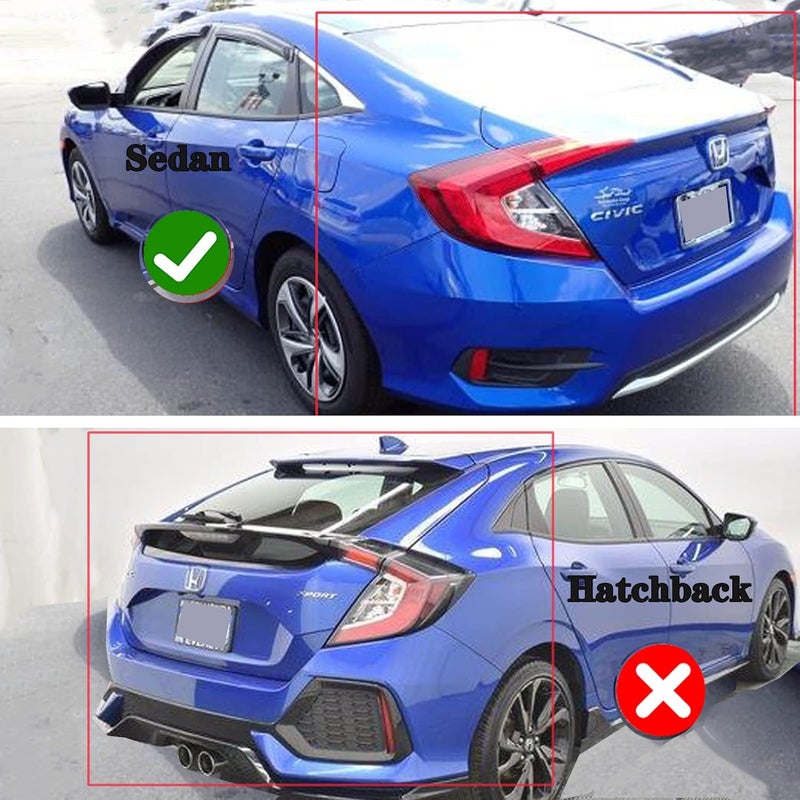 TONOYTIM Window Visors Rain Guards Tape on Side Car Vent Sun Shade for 2016-2021 Honda Civic 4-Door Sedan, Wind Deflectors Smoke 4-Pieces Set - Image 3