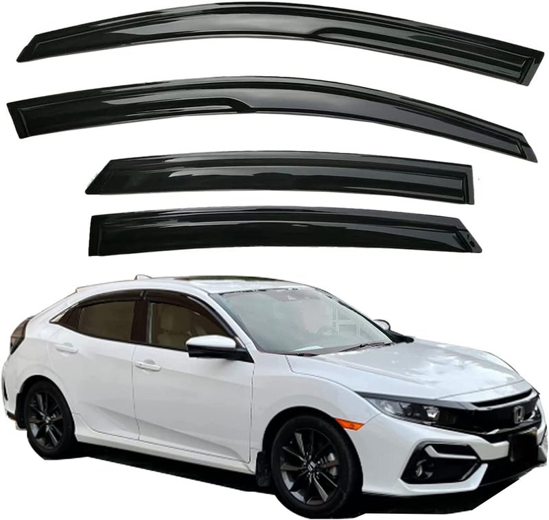 TONOYTIM Window Visors Rain Guards Tape on Side Car Vent Sun Shade for 2016-2021 Honda Civic 4-Door Sedan, Wind Deflectors Smoke 4-Pieces Set - Image 2