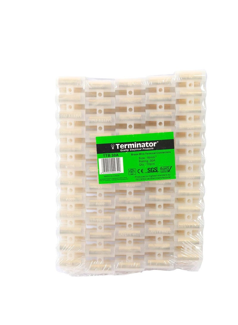 Terminator Elec PVC Connectors 14mm 20Amps 10Strips TTB 20A