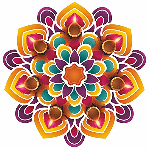 Decor Production Rangoli Sticker for Door Entrance | Vinyl PVC Rangoli Floor Sticker|Self Adhesive Rangoli Floor and Wall Sticker for Pooja Room, (Multicolor, Waterproof, Self Adhesive Vinyl, - Image 2