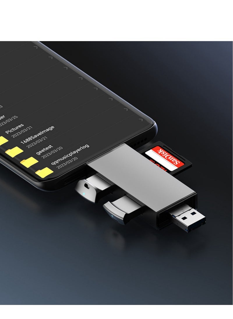 Angmei USB 3.0 metal card reader high speed mobile phone computer camera two in one card reader dual card reading SD/TF SD Card Reader Dual Connector Memory Card Reader Adapter otg type-c3.0 - Image 3