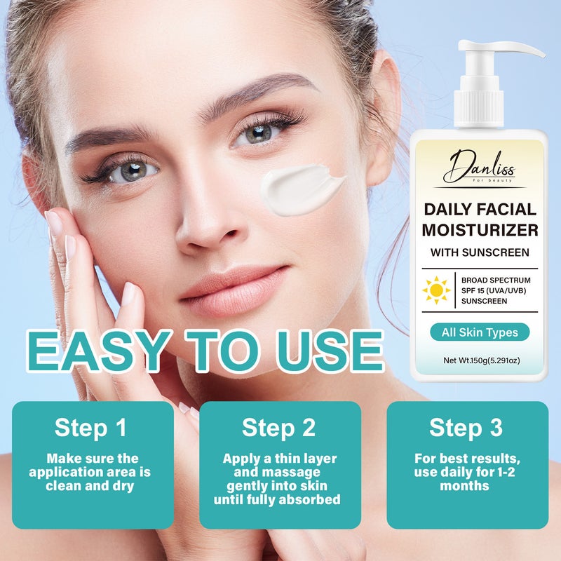 دانليس كريم دانليس اليومي للترطيب والحماية للوجه، واسع الطيف بعامل حماية SPF15، مناسب لجميع أنواع البشرة، 150 جرام - Image 4