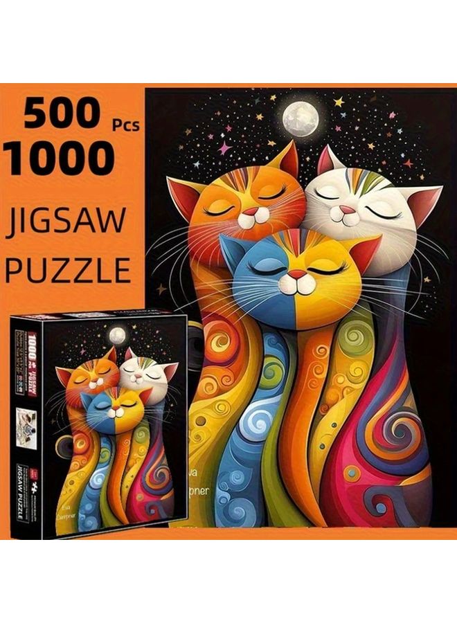1000 PCS Three Cats Starry Sky Night Puzzle Educational Toy Ideal Gift - Image 3