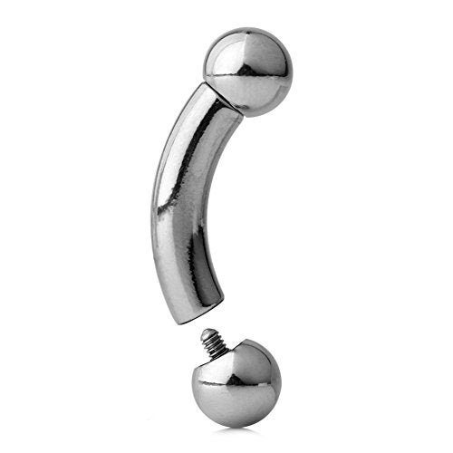 Ruifan 316L Surgical Steel Internally Threaded Bent Curved Barbell 6G 5/8 Inch - Image 3