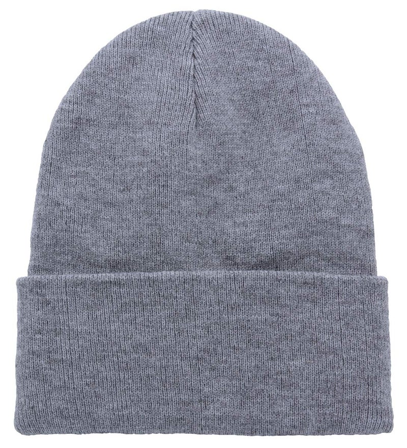 Top Level Beanie Men Women - Unisex Cuffed Plain Skull Knit Hat Cap, Heather Grey - Image 1