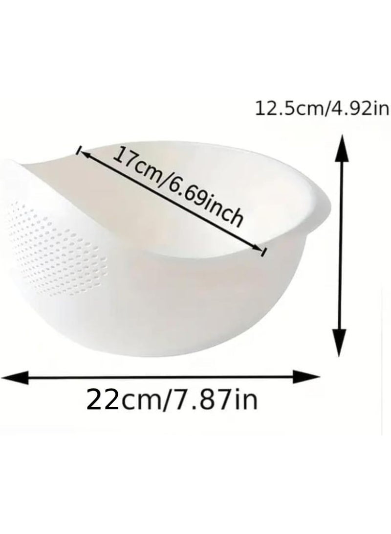 Beauenty Colander Food Grade Plastic Rice Beans Peas Washing Filter Strainer Basket Sieve Drainer Cleaning Gadget Kitchen Accessories Rugged and easy to use (White) - Image 4