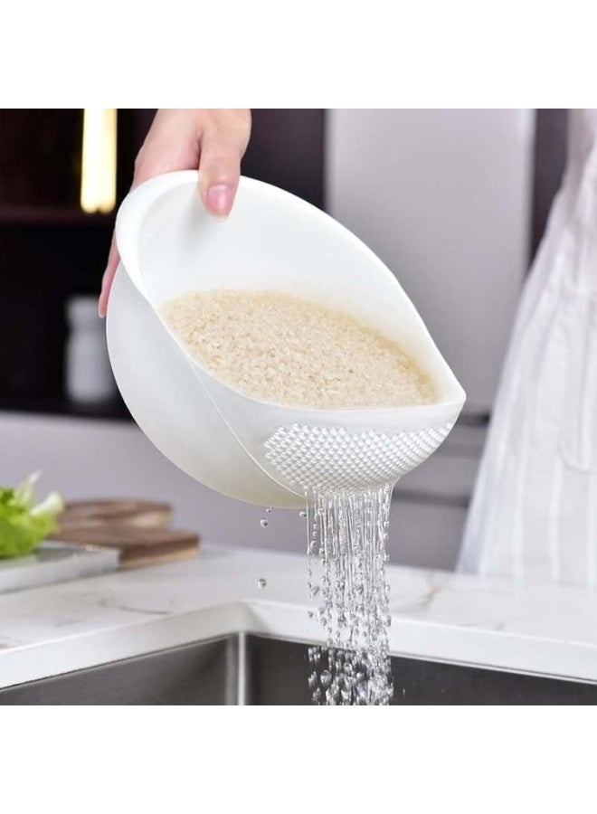 Beauenty Colander Food Grade Plastic Rice Beans Peas Washing Filter Strainer Basket Sieve Drainer Cleaning Gadget Kitchen Accessories Rugged and easy to use (White) - Image 1