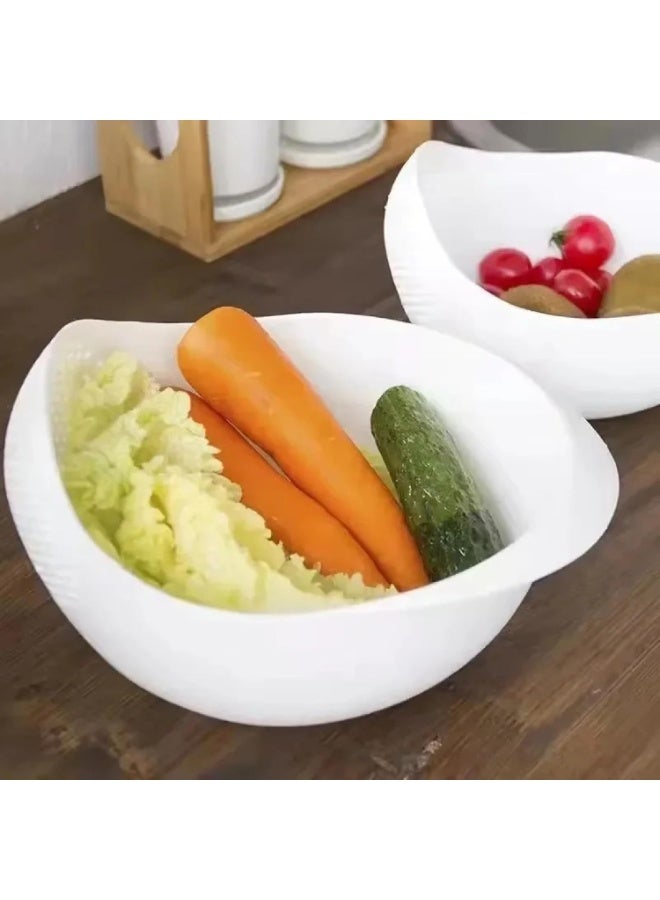 Beauenty Colander Food Grade Plastic Rice Beans Peas Washing Filter Strainer Basket Sieve Drainer Cleaning Gadget Kitchen Accessories Rugged and easy to use (White) - Image 5