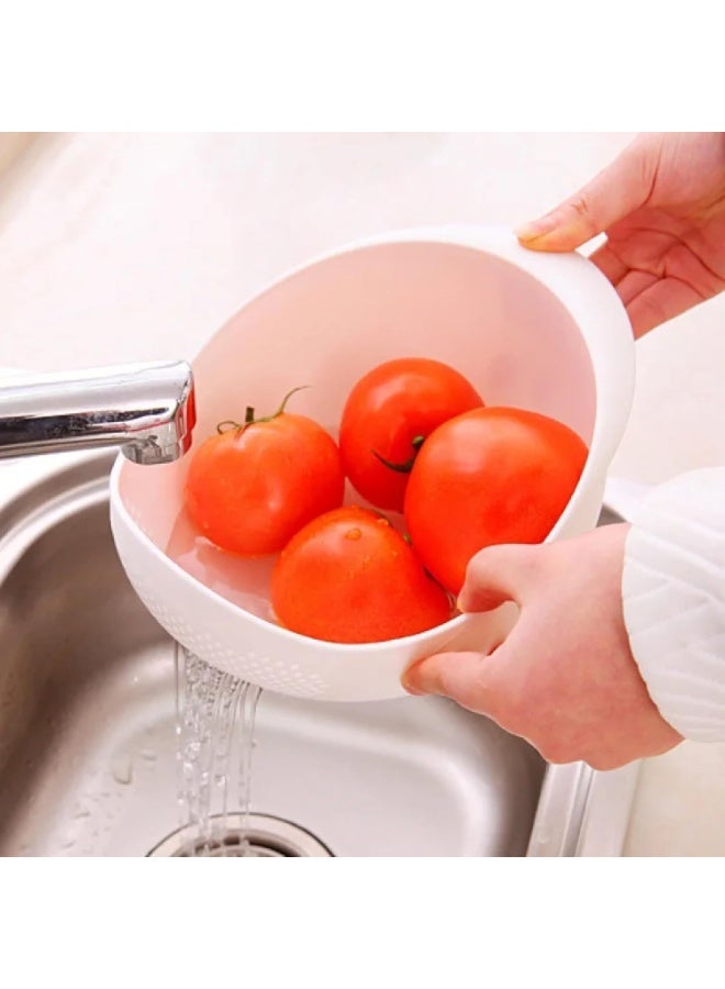 Beauenty Colander Food Grade Plastic Rice Beans Peas Washing Filter Strainer Basket Sieve Drainer Cleaning Gadget Kitchen Accessories Rugged and easy to use (White) - Image 3
