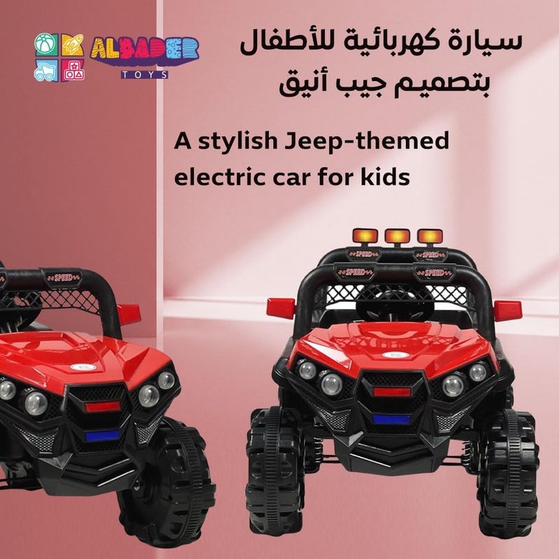 ALBADER Electric Mini Jeep for Kids with 12V Battery and Remote Control - Red - Image 2