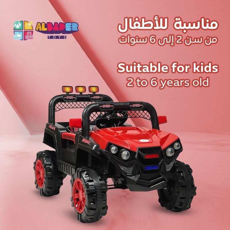 ALBADER Electric Mini Jeep for Kids with 12V Battery and Remote Control - Red - Image 3