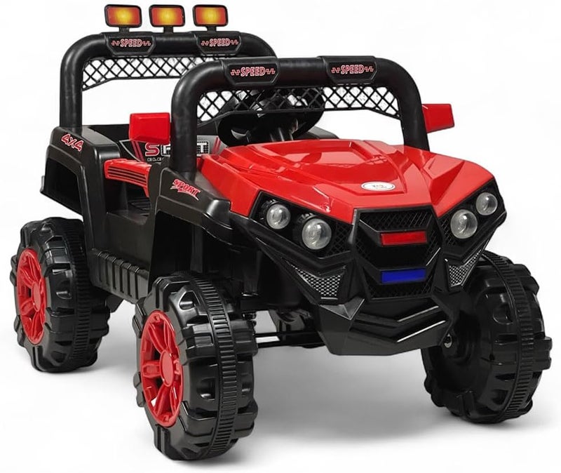 ALBADER Electric Mini Jeep for Kids with 12V Battery and Remote Control - Red - Image 1