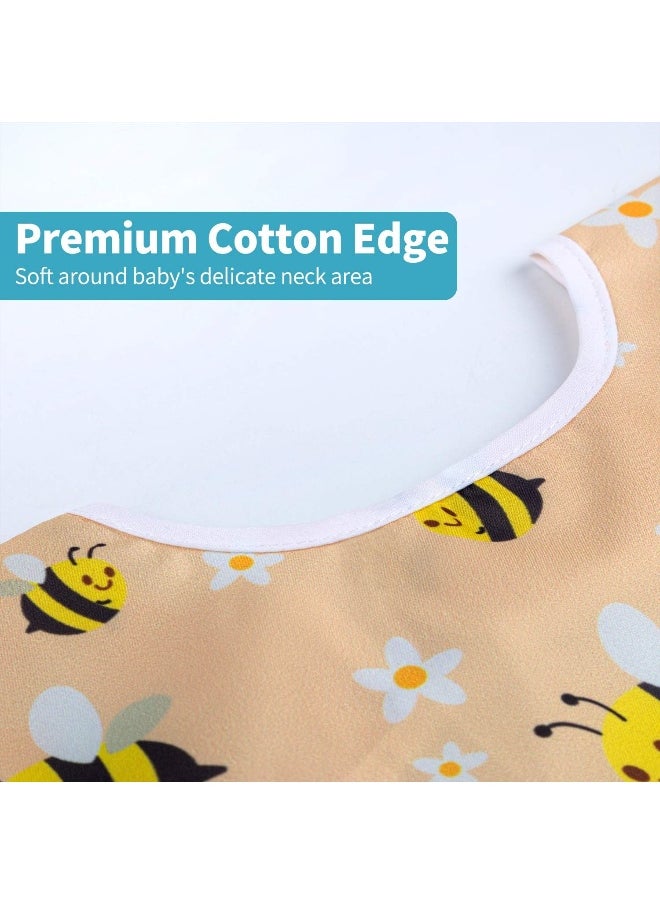 Baby Noah Baby Noah 3 Pcs Waterproof Bibs | Long Sleeves Weaning Smock Bib with Food Catcher Pocket for Toddler Eating | Led Weaning | Full Cover Wearable Sleeved Bibs Shirt Bib Set | 6-24 Months  - Image 4