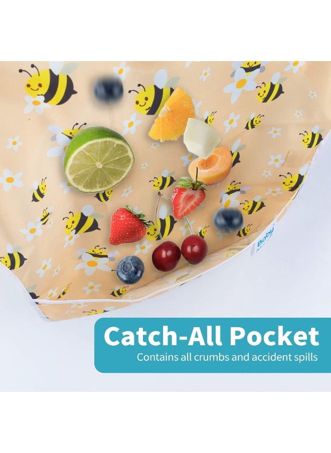 Baby Noah Baby Noah 3 Pcs Waterproof Bibs | Long Sleeves Weaning Smock Bib with Food Catcher Pocket for Toddler Eating | Led Weaning | Full Cover Wearable Sleeved Bibs Shirt Bib Set | 6-24 Months  - Image 3