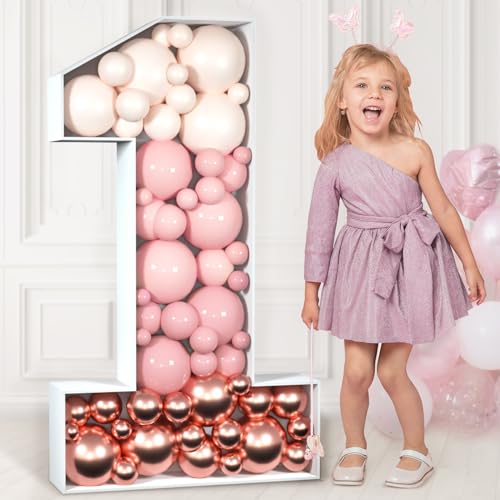 imprsv 3FT Mosaic Numbers for Balloons Marquee Number Mosaic Number Frame Number 1 Balloon for First Birthday Decor 1st Birthday Decorations First Anniversary Decoration Large Numbers for Party - Image 1