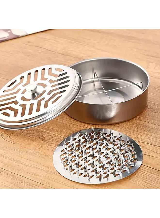 3pcs Stainless Steel Mosquito Coil Holder Portable Incense Burner Box with Lid Silvery - Image 1