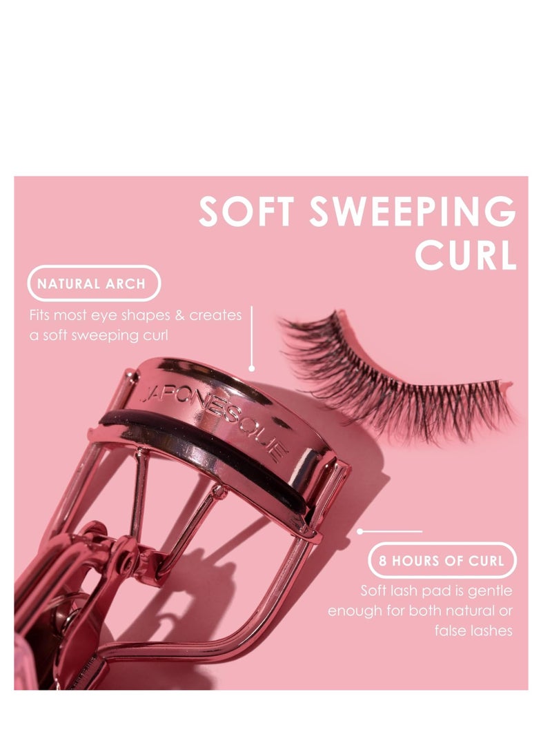 Japonesque - JAPONESQUE Comfort Grip Lash Curler for Natural & False Lashes, Round Shaped Eyes, Includes 1 Refill Pad, Holds Curl up to 8 Hours - Image 1