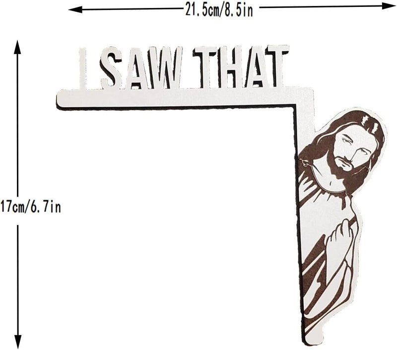 klarako Funny Home Decor I Saw That Jesus Door Frame Decoration, Jesus Door Corner Sign Decoration, Christian Door Decor I Saw That Jesus Corner Decor, Funny Jesus Door Hanger (Blackright) - Image 2