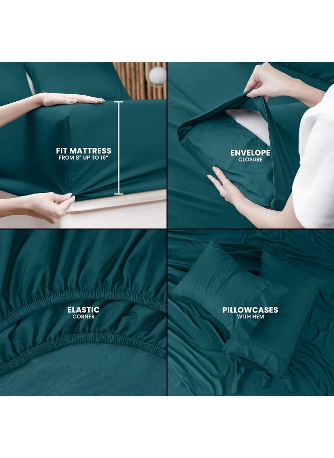 Utopia Bedding King Bed Sheets Set - 4 Piece Bedding - Brushed Microfiber - Shrinkage and Fade Resistant - Easy Care (King, Teal)  - Image 5