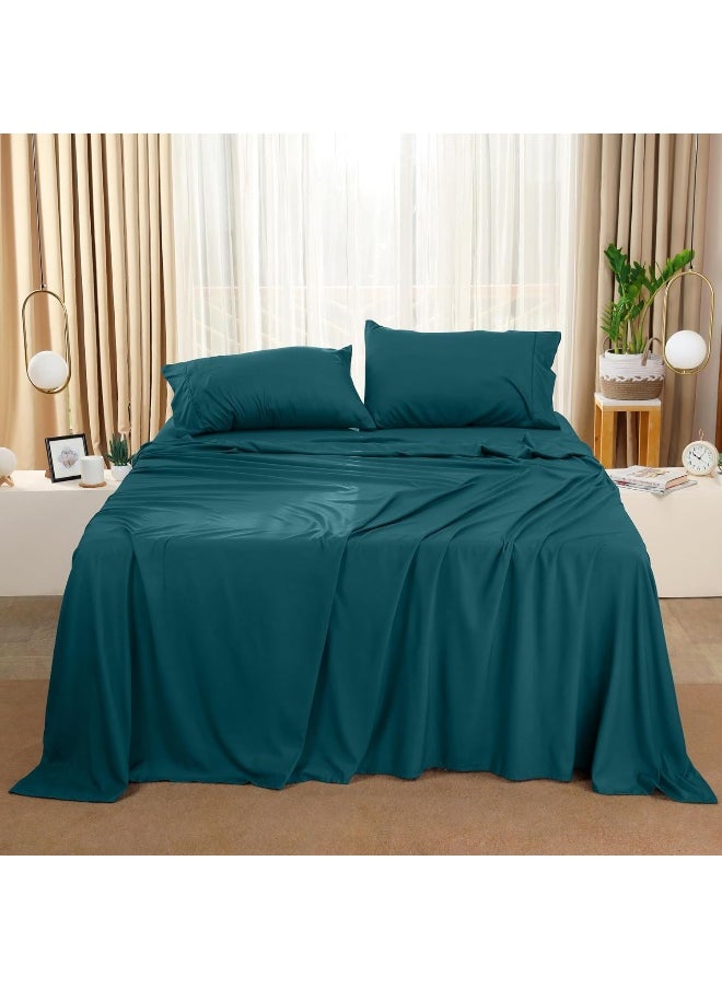 Utopia Bedding King Bed Sheets Set - 4 Piece Bedding - Brushed Microfiber - Shrinkage and Fade Resistant - Easy Care (King, Teal)  - Image 4