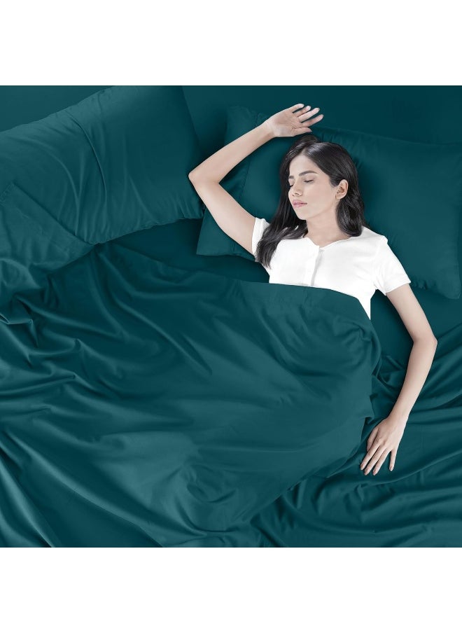 Utopia Bedding King Bed Sheets Set - 4 Piece Bedding - Brushed Microfiber - Shrinkage and Fade Resistant - Easy Care (King, Teal)  - Image 1