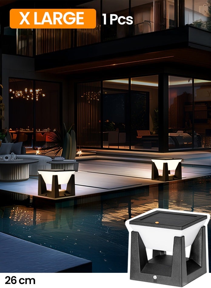 مودي مصباح عمود يعمل بالطاقة الشمسية خارجي مقاوم للماء - 3 أوضاع ألوان (دافئ/محايد/أبيض بارد)، من الغسق إلى الفجر، مستشعر حركة، مصباح ليد لاسلكي يعمل بالطاقة الشمسية للحديقة، السياج، المرآب، الشرفة، الفناء، في الهواء الطلق (كبير جدًا - قطعة واحدة) - Image 1