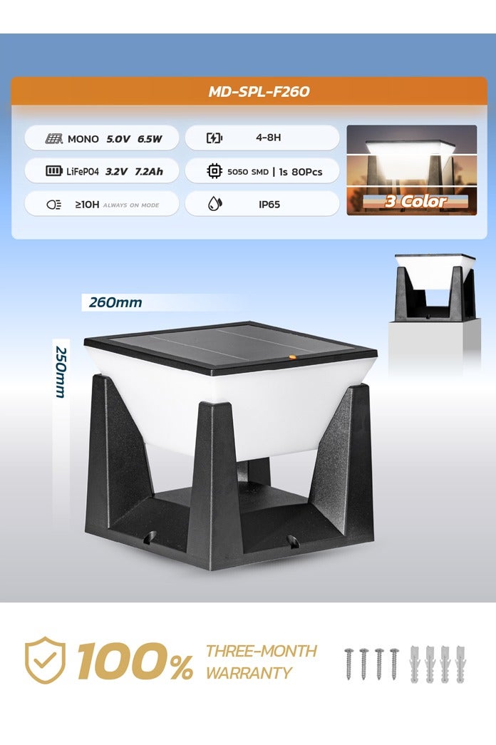 مودي مصباح عمود يعمل بالطاقة الشمسية خارجي مقاوم للماء - 3 أوضاع ألوان (دافئ/محايد/أبيض بارد)، من الغسق إلى الفجر، مستشعر حركة، مصباح ليد لاسلكي يعمل بالطاقة الشمسية للحديقة، السياج، المرآب، الشرفة، الفناء، في الهواء الطلق (كبير جدًا - قطعة واحدة) - Image 4