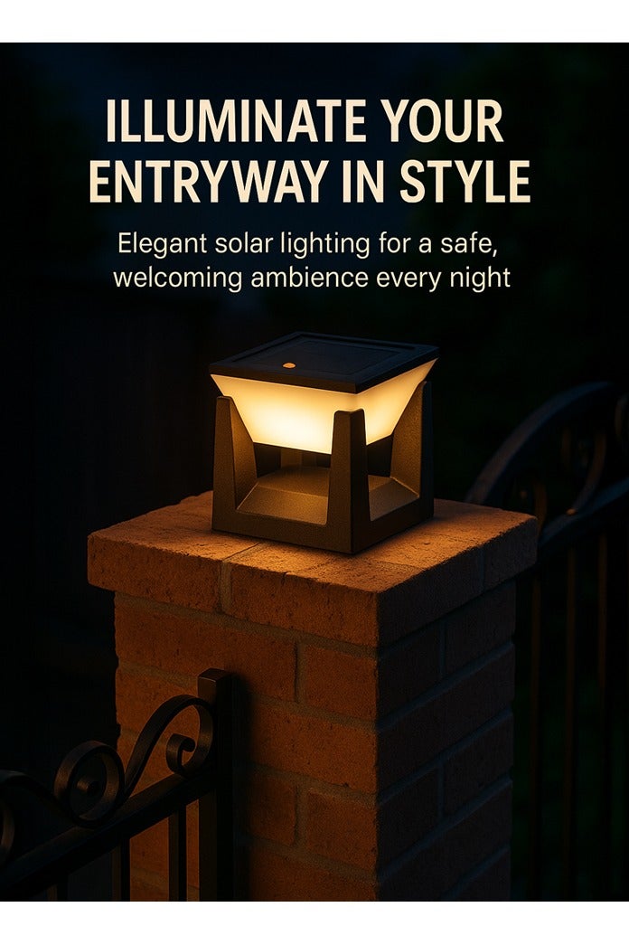 مودي مصباح عمود يعمل بالطاقة الشمسية خارجي مقاوم للماء - 3 أوضاع ألوان (دافئ/محايد/أبيض بارد)، من الغسق إلى الفجر، مستشعر حركة، مصباح ليد لاسلكي يعمل بالطاقة الشمسية للحديقة، السياج، المرآب، الشرفة، الفناء، في الهواء الطلق (كبير جدًا - قطعة واحدة) - Image 2