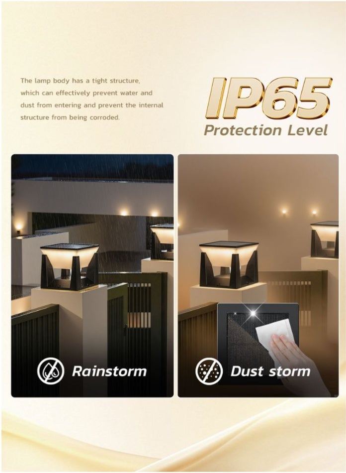 مودي مصباح عمود يعمل بالطاقة الشمسية خارجي مقاوم للماء - 3 أوضاع ألوان (دافئ/محايد/أبيض بارد)، من الغسق إلى الفجر، مستشعر حركة، مصباح ليد لاسلكي يعمل بالطاقة الشمسية للحديقة، السياج، المرآب، الشرفة، الفناء، في الهواء الطلق (كبير جدًا - قطعة واحدة) - Image 5