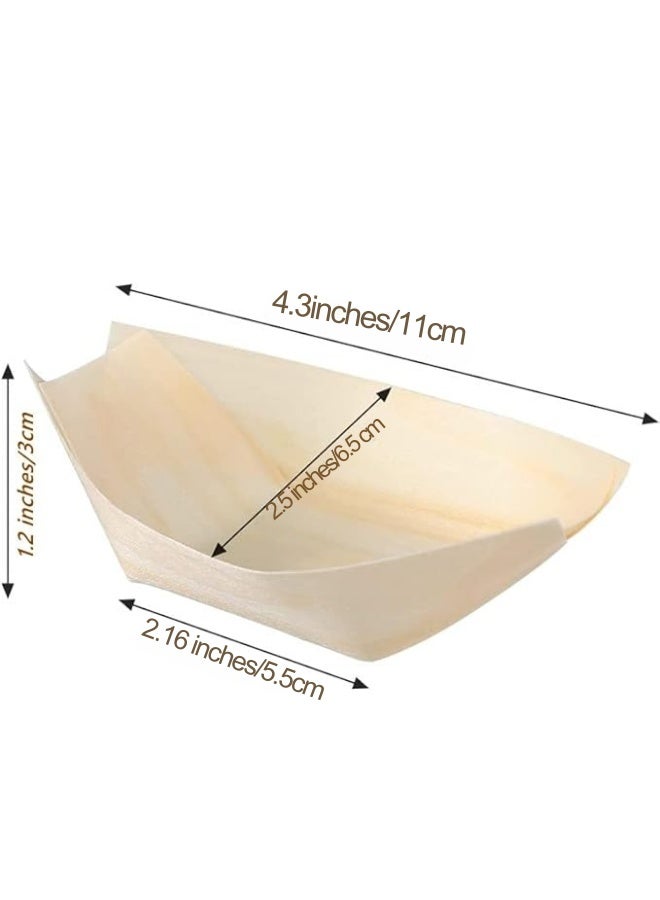دوغي 100 قطعة من أطباق القوارب الخشبية القابلة للاستخدام مرة واحدة، أطباق 4 بوصات من الخيزران، أطباق السوشي القابلة للاستخدام مرة واحدة، طبق من أوراق الخيزران القابلة للاستخدام مرة واحدة، صينية تقديم، حاوية طعام، وعاء خشبي للحفلات والمنازل - Image 2