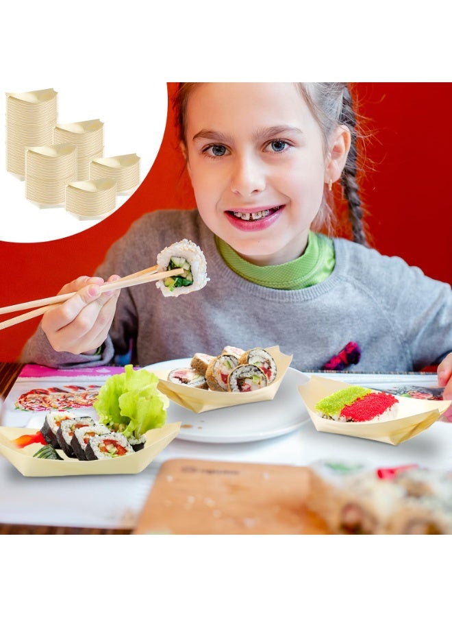 دوغي 100 قطعة من أطباق القوارب الخشبية القابلة للاستخدام مرة واحدة، أطباق 4 بوصات من الخيزران، أطباق السوشي القابلة للاستخدام مرة واحدة، طبق من أوراق الخيزران القابلة للاستخدام مرة واحدة، صينية تقديم، حاوية طعام، وعاء خشبي للحفلات والمنازل - Image 5