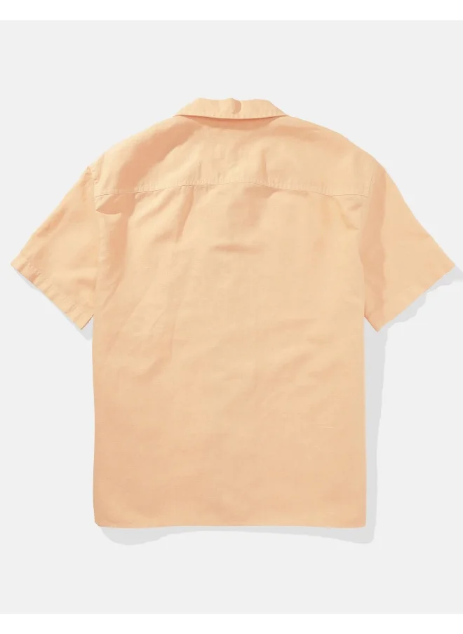 American Eagle AE Linen-Blend Button-Up Poolside Shirt