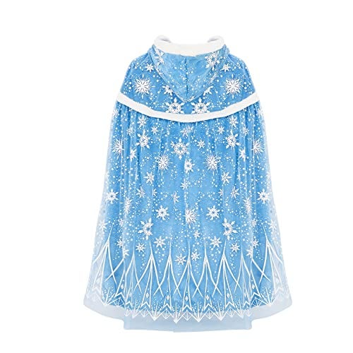 XEPST Princess Hooded Cape Blue Snowflake Cape for Princess Fancy Dress Halloween Christmas Costume - Image 5