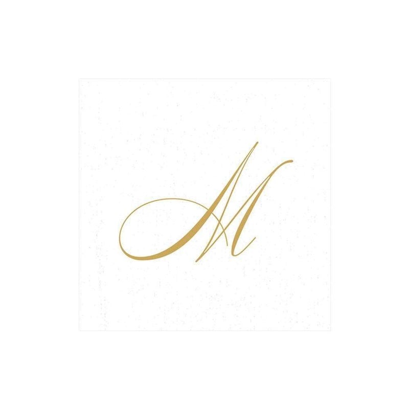 Entertaining with Caspari White Pearl Paper Linen Cocktail Napkins Monogram Initial M Pack of 30 2900CGM