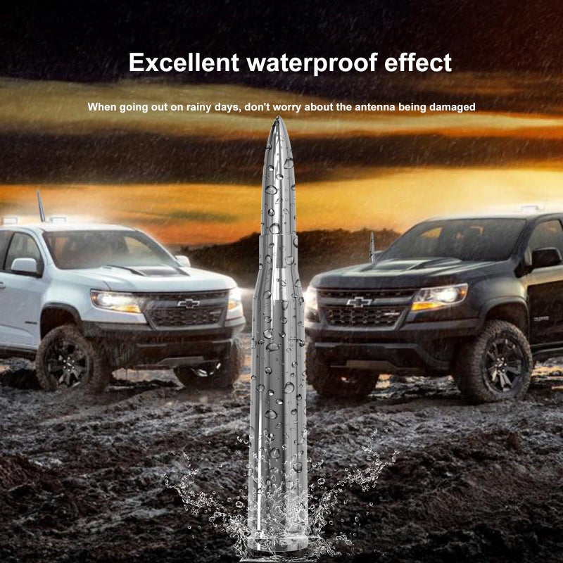 Engirette Enigrette Chrome Car Truck Antenna with Tire Valve Caps American Flag Short Replacement for GMC Sierra Chevy Silverado Dodge Ram 1500 2500 3500 Ford F150 F250 F350 Super Duty Raptor, Accessories - Image 5