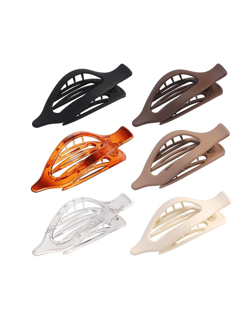 C Flat Hair Clip 6 pcs Lay Down Claw Clips Hair Accessories for Women -Transparent  - Image 1