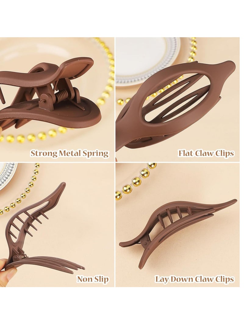 C Flat Hair Clip 6 pcs Lay Down Claw Clips Hair Accessories for Women -Transparent  - Image 3