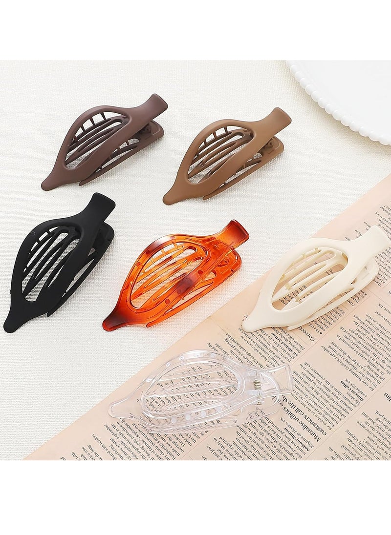 C Flat Hair Clip 6 pcs Lay Down Claw Clips Hair Accessories for Women -Transparent  - Image 2