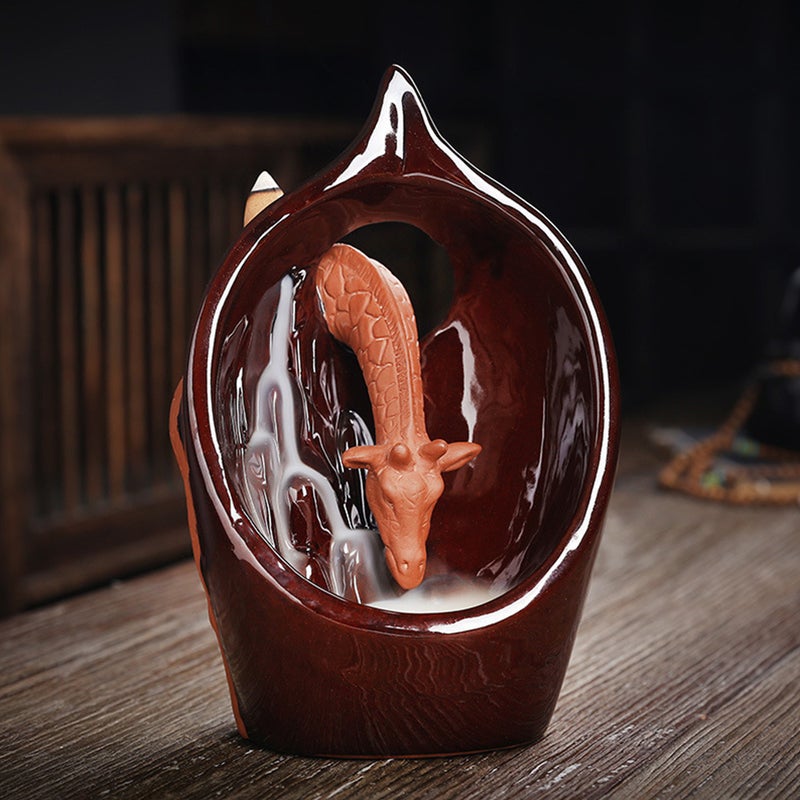1pc Giraffe Ceramic Backflow Incense Burner Incense Cone Holder Desktop Decor - Image 3