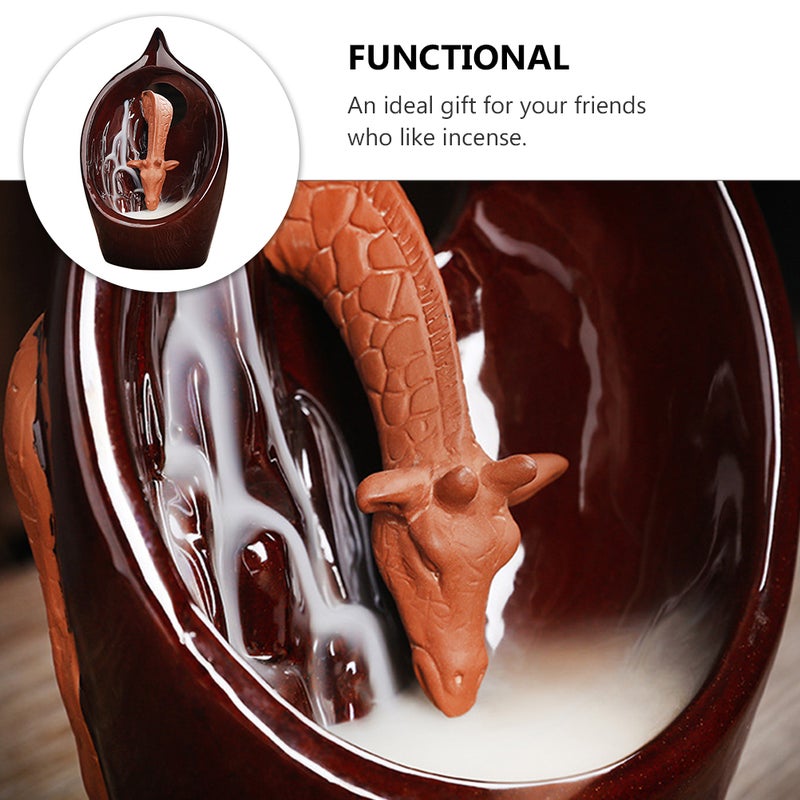 1pc Giraffe Ceramic Backflow Incense Burner Incense Cone Holder Desktop Decor - Image 4