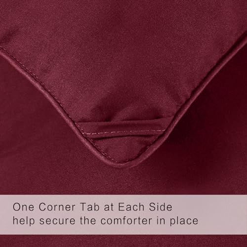 COHOME Premium King Size Comforter, All-Season Quilted Down Alternative Duvet Insert, Luxury Hotel GentleSoft Comforter with Anti-Clump Tech & 8 Tabs - Reversible - Burgundy 90x102 inches - Image 5