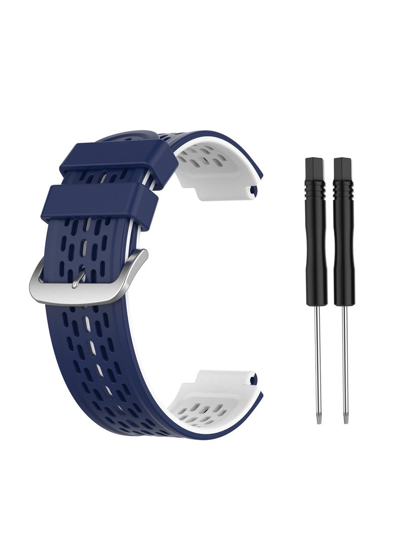 Dual-Color Silicone Band for Garmin S2/S4 Blue and White